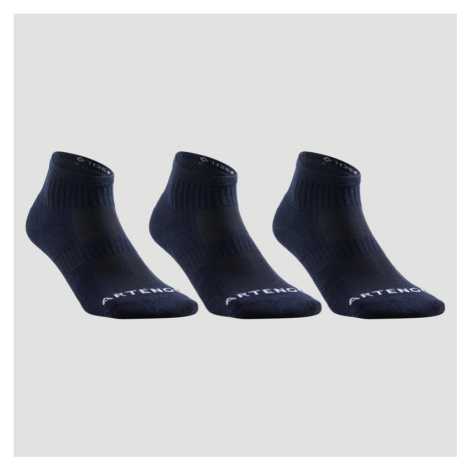 Tenisové ponožky RS 500 stredné 3 páry tmavomodré ARTENGO