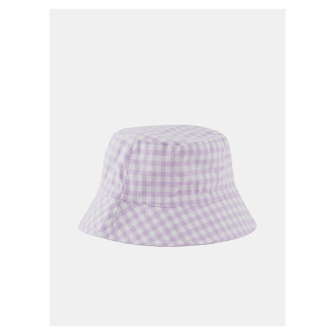 White and purple plaid hat Pieces Laya - Women