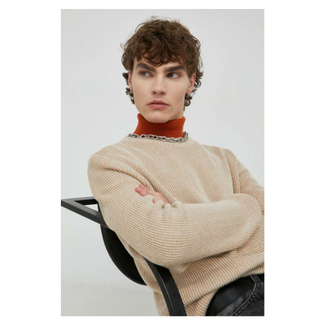 bavlnený sveter Marc O'Polo pánsky, béžová farba