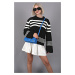 Madmext Black Striped Knitwear Sweater