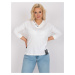 Cotton ecru blouse larger size with V-neck