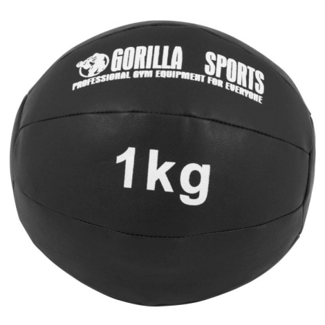 Gorilla Sports Kožený medicinbal, 1 kg, černý