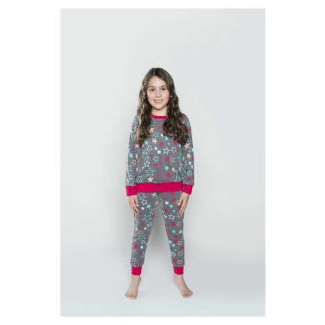 Children's pyjamas Rea long sleeves, long legs - print/crimson Italian Fashion