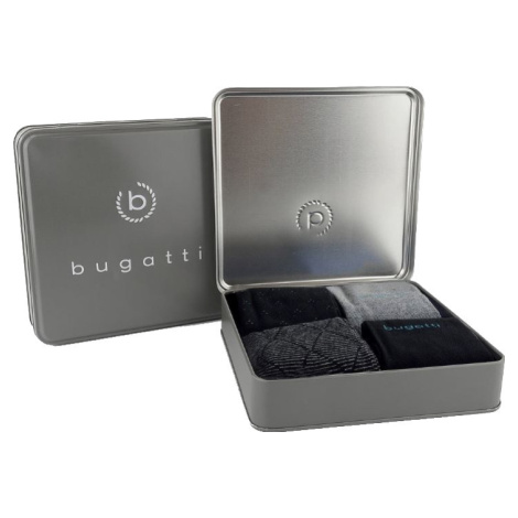 Bugatti 4 PACK - pánske ponožky 6359X-610 black 39-42