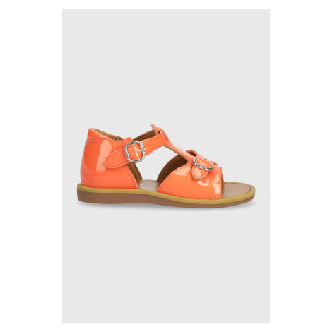 Detské kožené sandále Pom D'api oranžová farba
