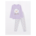 LC Waikiki Crew Neck Printed Long Sleeve Girls Pajamas Set