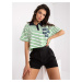 Women's white-green striped polo shirt