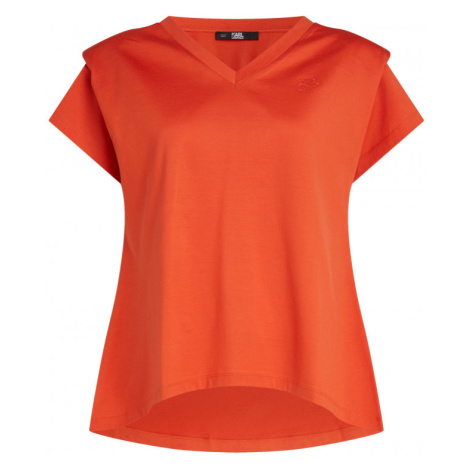 Tričko Karl Lagerfeld Feminine V-Neck T-Shirt Oranžová