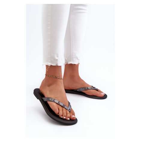 Women's Flat Flexible Flip-Flops ZAXY Grey-Black