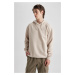 DEFACTO Boxy Fit Hooded Pique Sweatshirt