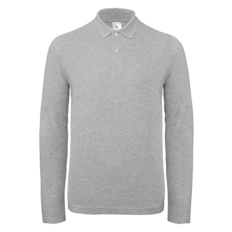 B&amp;C Pánska polokošeľa s dlhým rukávom PUI12 Heather Grey B&C