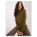 Women's khaki turtleneck sweater with cuffs