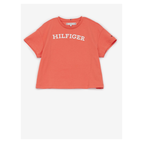 Koralové dievčenské tričko Tommy Hilfiger
