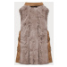 Elegantní vesta v barvě z eko kůže a kožešiny Hnědá XL (42) model 15831737 - S'WEST