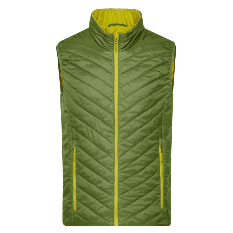 James & Nicholson Ľahká pánska obojstranná vesta JN1090 - Zelená / žlto-zelená