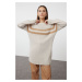 Trendyol Stone Double Striped Knitwear Sweater