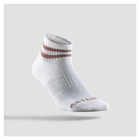 Tenisové ponožky RS 500 stredné 3 páry biele ARTENGO