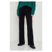 Nohavice Answear Lab dámske, čierna farba, rovné, vysoký pás