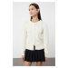 Trendyol Ecru Cotton Crew Neck Jacket Look Knitwear Cardigan