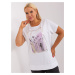 White and purple blouse plus size with short sleeves
