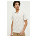 Bavlnené polo tričko Abercrombie & Fitch béžová farba, vzorované