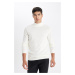 DEFACTO Ecru Slim Fit Slim Cut Half Turtleneck Knitwear Sweater