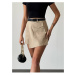 Laluvia Mink Color 100% Cotton Gabardine Short Skirt