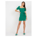 Dark green mini cocktail dress with short sleeves