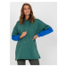 Dark green women's basic sweatshirt with cotton hood RUE PARIS