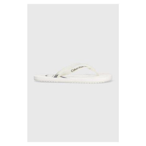 Žabky Calvin Klein Jeans BEACH SANDAL MONOGRAM TPU pánske, biela farba
