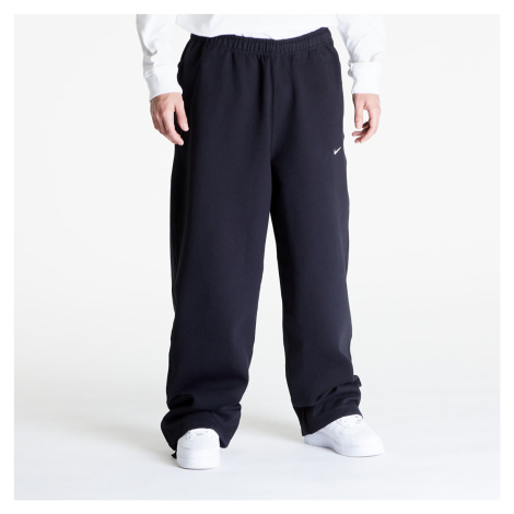 Nike Solo Swoosh Men's Open-Hem Brushed-Back Fleece Pants Black/ White