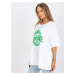 White and green oversize T-shirt with appliqué