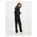 Čierna dámska zamatová mikina na zips s kapucňou DKNY