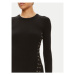 MICHAEL Michael Kors Úpletové šaty Ribbed Stretch Knit Lace-Up MT482FQ5ZV Čierna Slim Fit