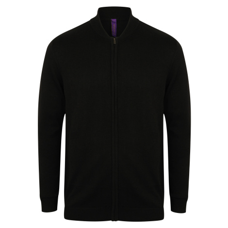 Henbury Pánsky sveter na zips H718 Black