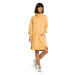 B089 Asymetrické šaty so zvlneným výstrihom - žlté