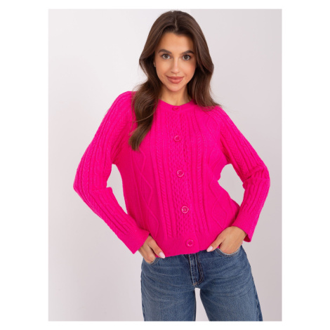 Fuchsia women's cardigan with cables