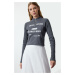 Trendyol Anthracite Slogan Printed Zipper Detailed Crop/Short Knitted Blouse