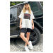 Trend Alaçatı Stili Woman's Black Crew Neck Printed Oversize T-Shirt