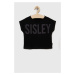 Detské bavlnené tričko Sisley čierna farba