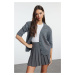 Trendyol Anthracite Wool Stone Embroidered Knitted Cardigan