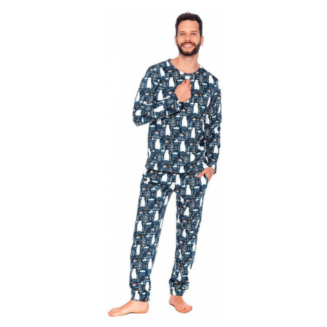 Pánske pyžamo Lesný medveď modré