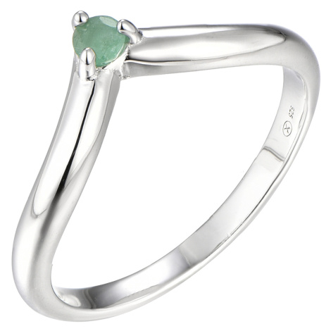 Brilio Silver Minimalistický strieborný prsteň so smaragdom Precious Stone SR09001E 58 mm