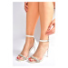 Fox Shoes Women's White Stone Thin Heeled Evening Shoes