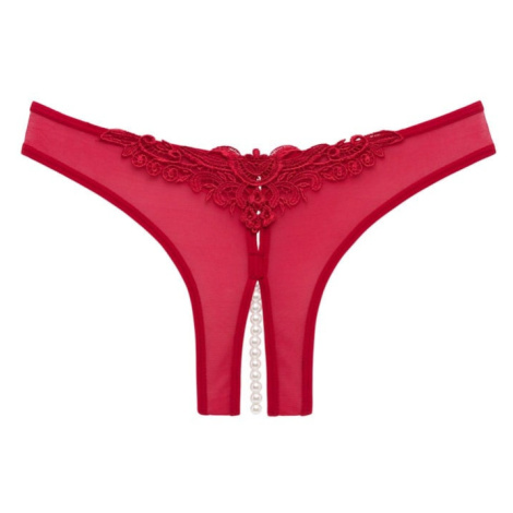 Červené crotchless nohavičky Paradise