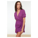 Trendyol fialový golier detailné plážové šaty