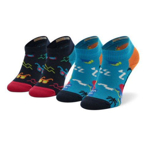 Happy Socks Súprava 2 párov detských členkových ponožiek KSND02-6500 Modrá