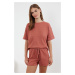 Trendyol Brick Waffle Fabric Knitted Pajama Set