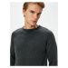 Koton Knitwear Sweater Washed Crew Neck Stitch Detail Cotton