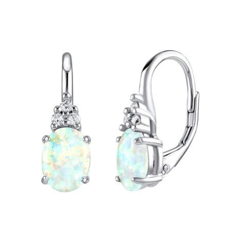Silvego Strieborné náušnice OLIVIA s bielym opálom LPS1508W